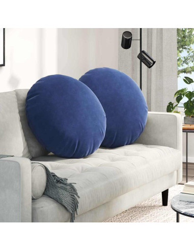 Cuscini per Seduta 2 pcs Blu Polizia Ø 40 x 13 cm Velluto