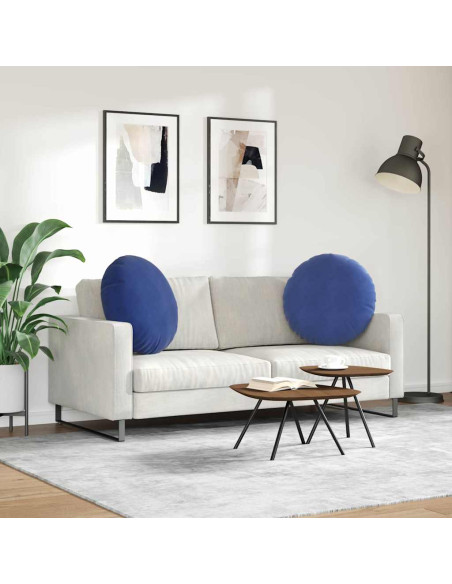 Cuscini per Seduta 2 pcs Blu Polizia Ø 40 x 13 cm Velluto