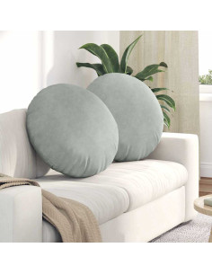 Cuscini per Seduta 2 pcs Grigio chiaro Ø 40 x 13 cm Velluto 2