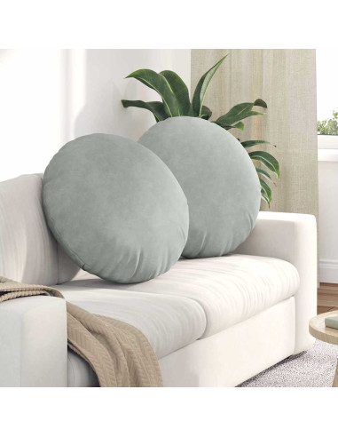 Cuscini per Seduta 2 pcs Grigio chiaro Ø 40 x 13 cm Velluto