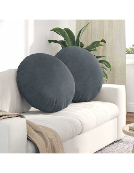 Cuscini per Seduta 2 pcs Grigio scuro Ø 40 x 13 cm Velluto