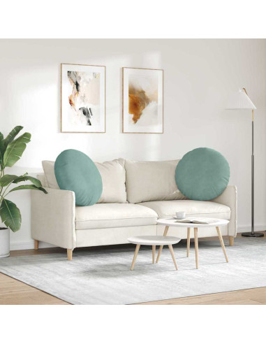 Cuscini per Seduta 2 pcs Verde Mare Ø 40 x 13 cm Velluto