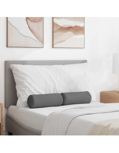Cuscini a rullo 2 pcs Grigio scuro Ø 15 x 40 cm Tessuto 2