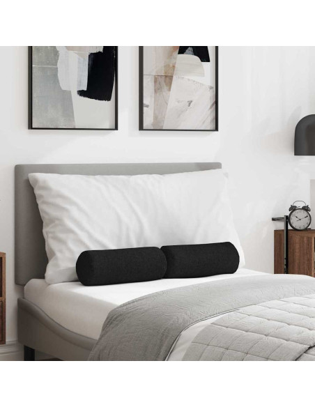 Cuscini a rullo 2 pcs Nero Ø 15 x 40 cm Tessuto