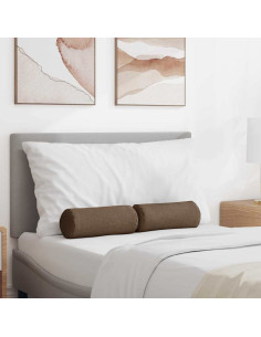 Cuscini a rullo 2 pcs Marrone Ø 15 x 40 cm Tessuto 2