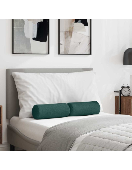Cuscini a rullo 2 pcs Verde Scuro Ø 15 x 40 cm Tessuto