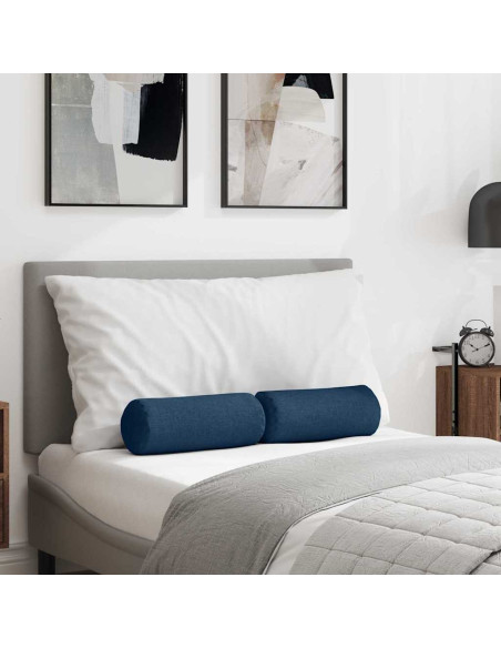 Cuscini a rullo 2 pcs Blu Ø 15 x 40 cm Tessuto