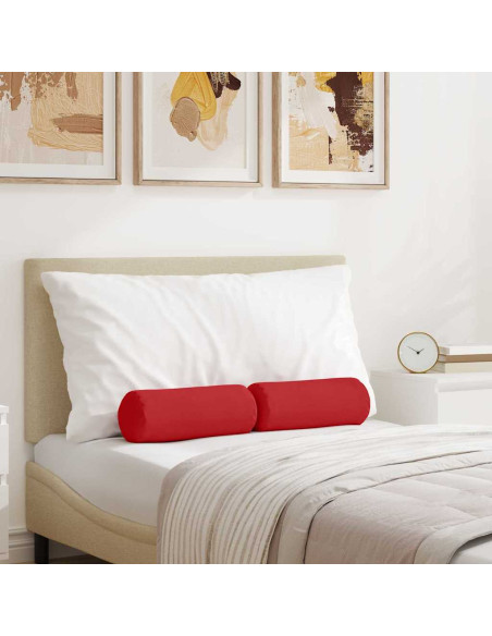 Cuscini a rullo 2 pcs Rosso Ø 15 x 40 cm Tessuto