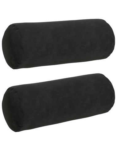Cuscini a rullo 2 pcs Nero Ø 15 x 40 cm Tessuto in Cords