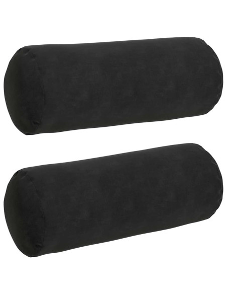 Cuscini a rullo 2 pcs Nero Ø 15 x 40 cm Tessuto in Cords