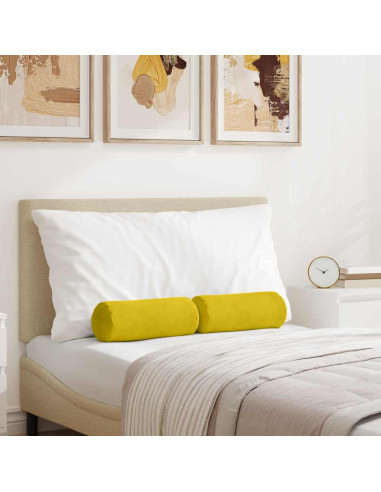 Cuscini a rullo 2 pcs Giallo Ø 15 x 40 cm Tessuto in Cords