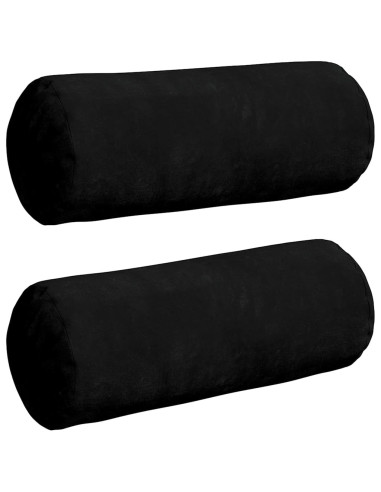 Cuscini a rullo 2 pcs Nero Ø 15 x 40 cm Tessuto in Microfibra