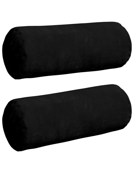 Cuscini a rullo 2 pcs Nero Ø 15 x 40 cm Tessuto in Microfibra
