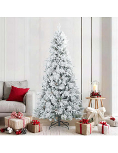 Albero di Natale Artificiale Snodato Foderato di Neve Bianco