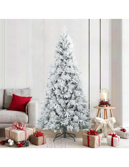 Albero di Natale Artificiale Snodato Foderato di Neve Bianco