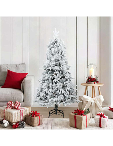 Albero di Natale Artificiale Snodato Foderato di Neve Bianco