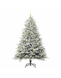 Albero di Natale Artificiale Pre-illuminato con Set di Palline