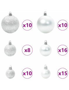 Albero di Natale artificiale preilluminato con set di palline