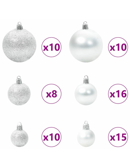 Albero di Natale artificiale preilluminato con set di palline