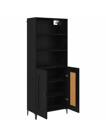 Credenza Montaggio a parete 2 pcs Rovere nero Legno multistrato