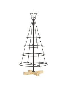 Albero a Cono di Natale con supporto Nero 90 cm Acciaio