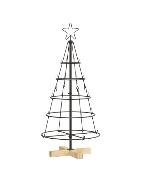Albero a Cono di Natale con supporto Nero 90 cm Acciaio