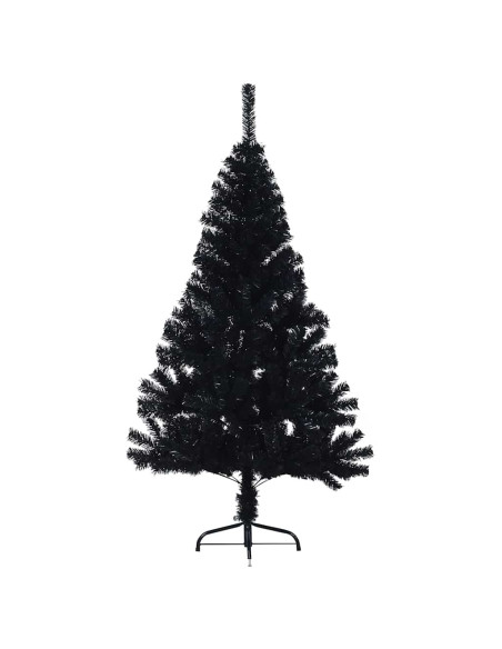 Albero di Natale artificiale con luci integrate Nero 120 cm PVC