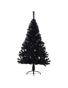 Albero di Natale artificiale con luci integrate Nero 150 cm PVC