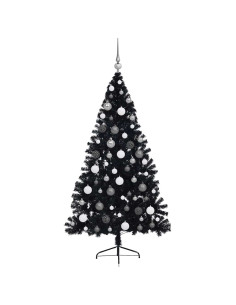 Albero di Natale artificiale con luci integrate Nero 180 cm PVC
