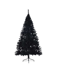 Albero di Natale artificiale con luci integrate Nero 180 cm PVC