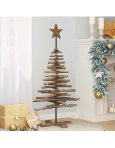 Albero di Natale Marrone 120 cm Legno massello di teak