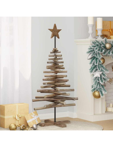 Albero di Natale Marrone 120 cm Legno massello di teak