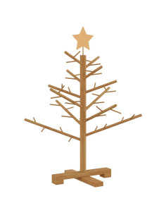 Albero di Natale in legno Marrone 75 cm Legno massiccio di pino