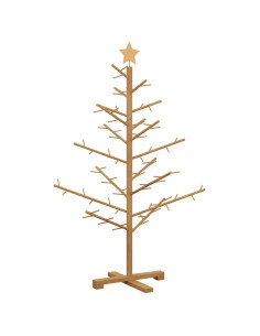 Albero di Natale in legno Marrone 125 cm Legno di pino massello