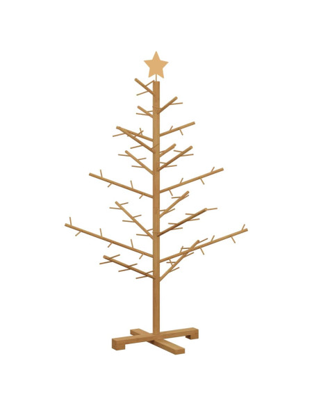 Albero di Natale in legno Marrone 125 cm Legno di pino massello