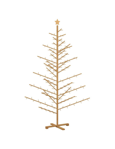 Albero di Natale in legno con supporto Marrone 210 cm