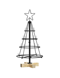 Albero a Cono di Natale con supporto Nero 60 cm Acciaio