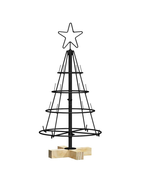 Albero a Cono di Natale con supporto Nero 60 cm Acciaio
