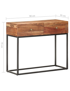 Tavolo Consolle 90x35x75 cm in Legno Grezzo di Acacia
