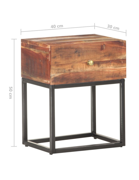 Comodino 40x30x50 cm in Legno di Acacia Grezzo