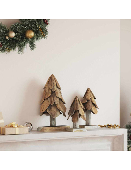 Albero di Natale 3 pcs Marrone Legno massello di teak