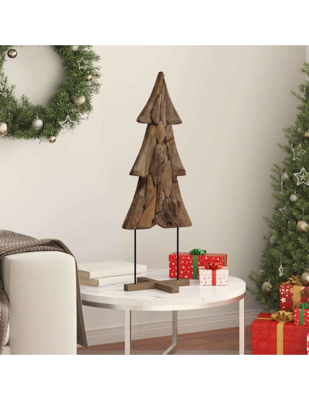 Albero di Natale Marrone 90 cm Legno massello di teak