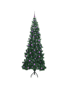 Albero di Natale Artificiale Angolare con 300 LED Verde 240 cm