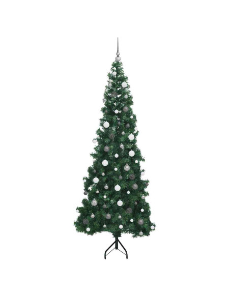 Albero di Natale Artificiale Angolare con 300 LED Verde 240 cm