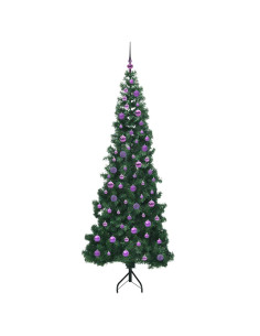 Albero di Natale Artificiale Angolare con 300 LED Verde 210 cm