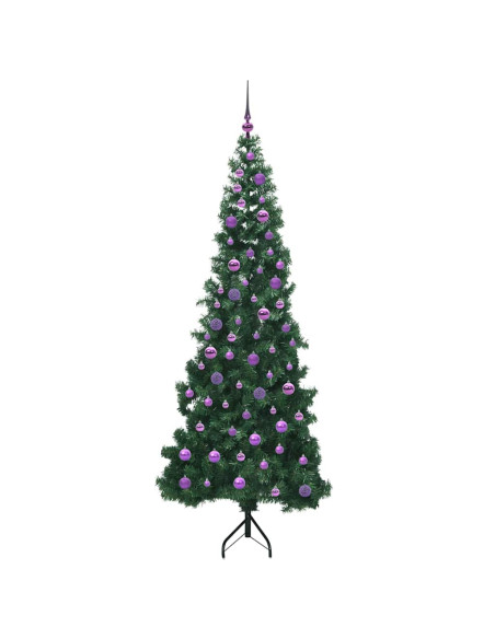 Albero di Natale Artificiale Angolare con 300 LED Verde 210 cm
