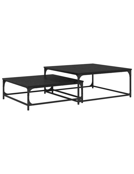 Tavolo da caffè nesting 2 pcs Rovere nero 80 x 8035 x cm