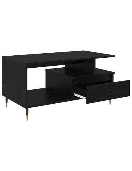 Tavolino da salotto con cassetto Rovere nero 90 x 49 x 45 cm