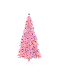 Albero di Natale con 300 LED con supporto Rosa 210 cm PVC