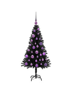 Albero di Natale con 150 LED con supporto Nero 120 cm PVC